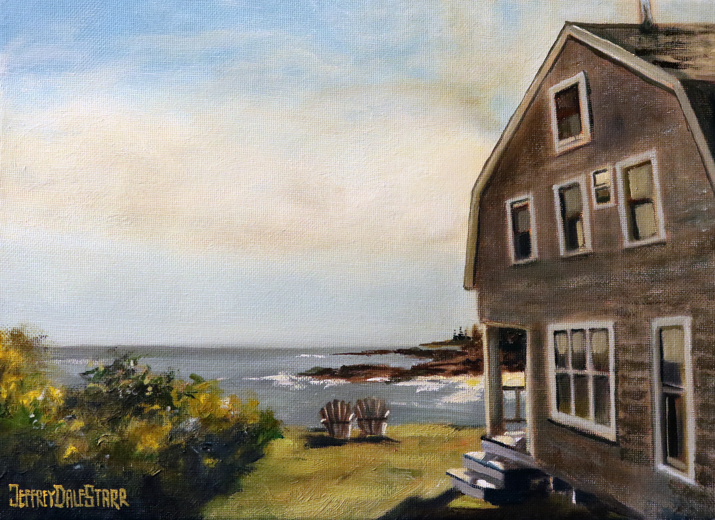 Oil painting "The Driftwood Inn, Bailey Island, Maine" by Jeffrey Dale Starr