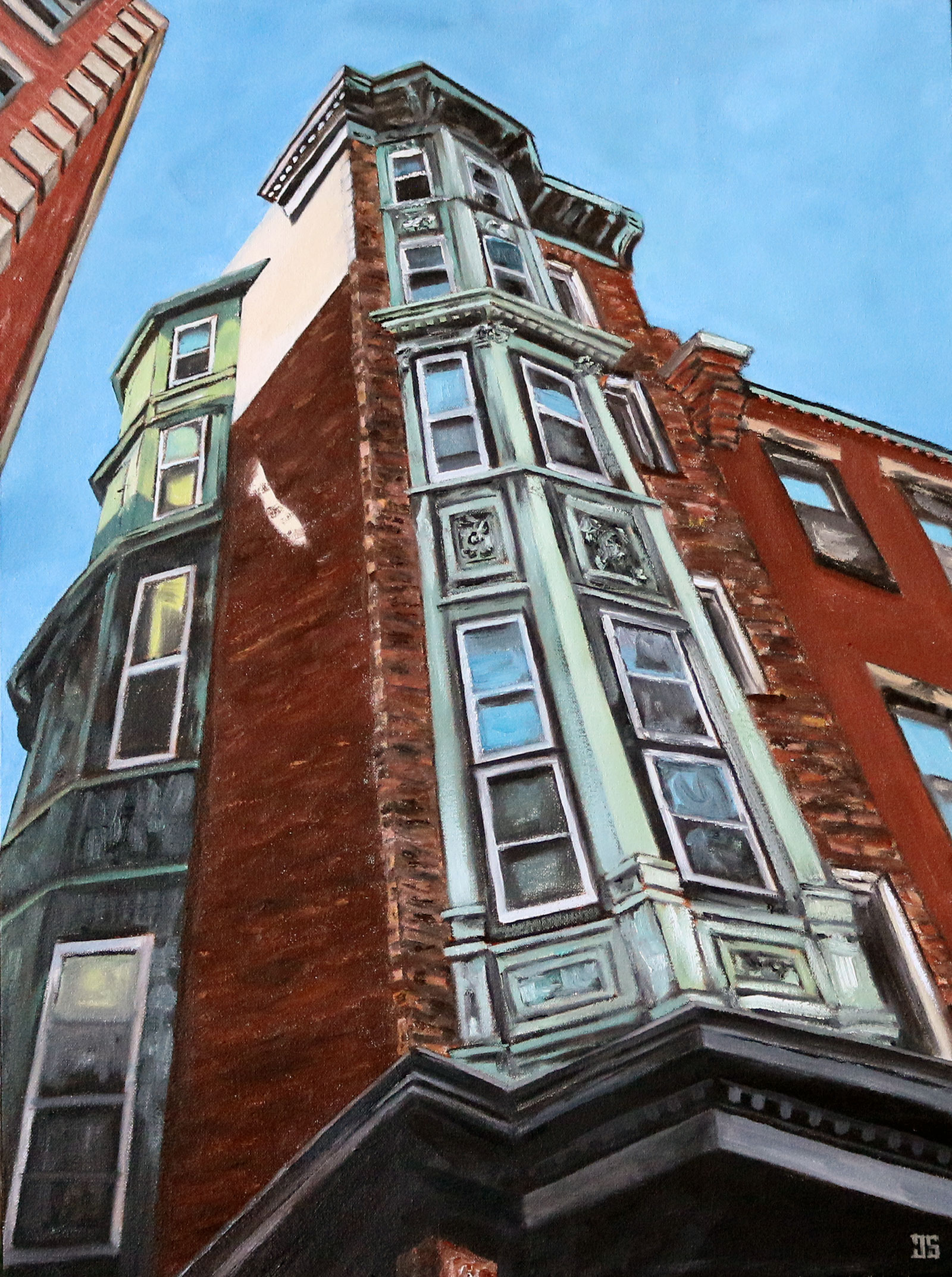 Oil painting "230 Hanover Street, North End, Boston" by Jeffrey Dale Starr