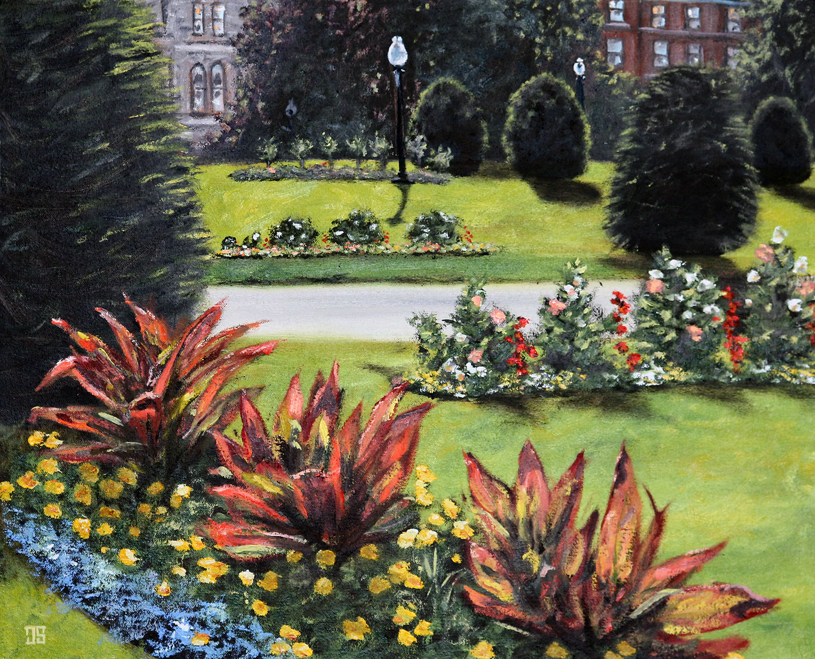 Oil painting "Flowers in Boston Public Garden" by Jeffrey Dale Starr