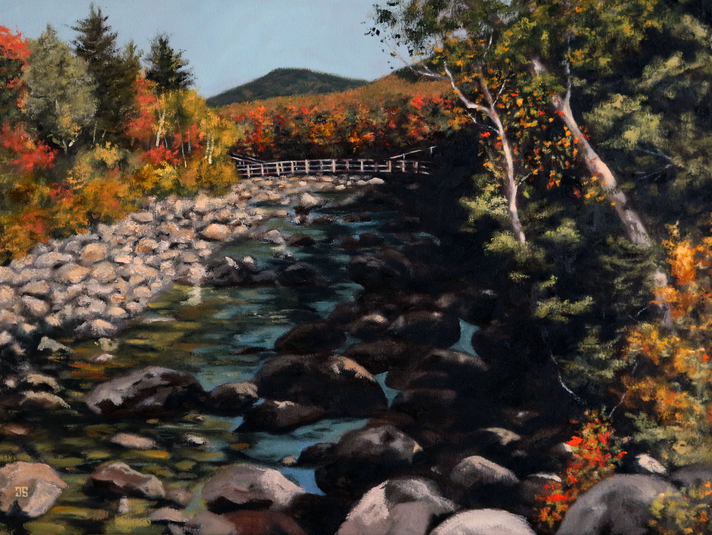Oil painting "Lincoln Woods, White Mountain National Forest, New Hampshire" by Jeffrey Dale Starr