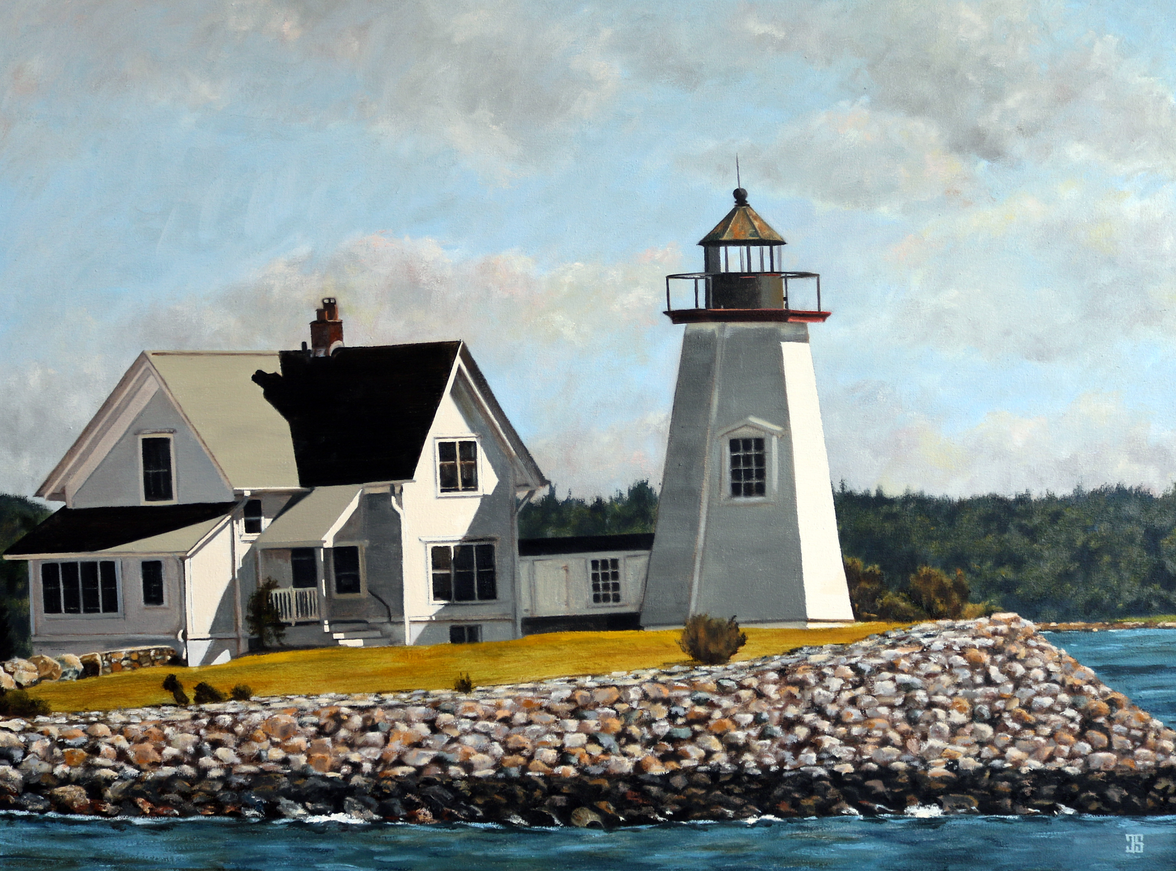 Oil painting "Wings Neck Lighthouse" by Jeffrey Dale Starr