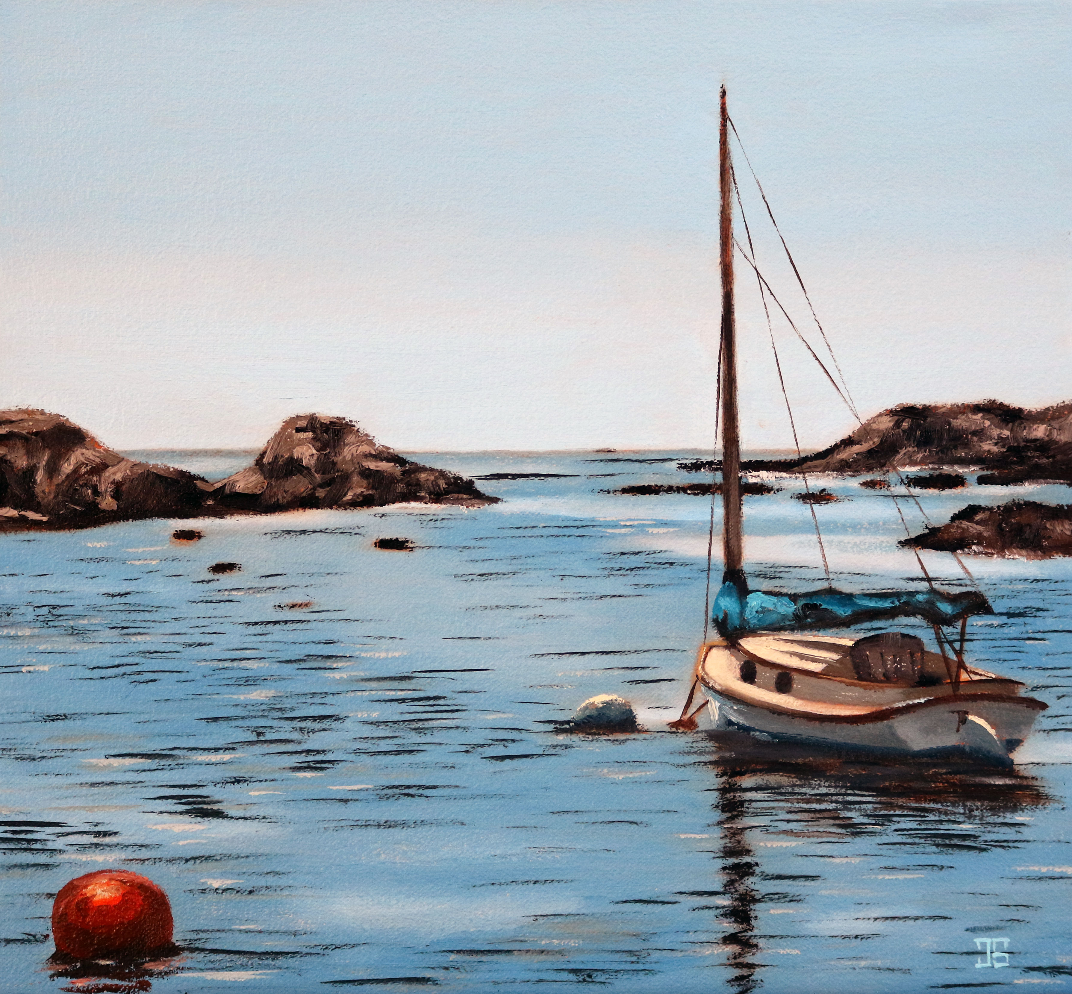 Oil painting "Newport Sailboat" by Jeffrey Dale Starr