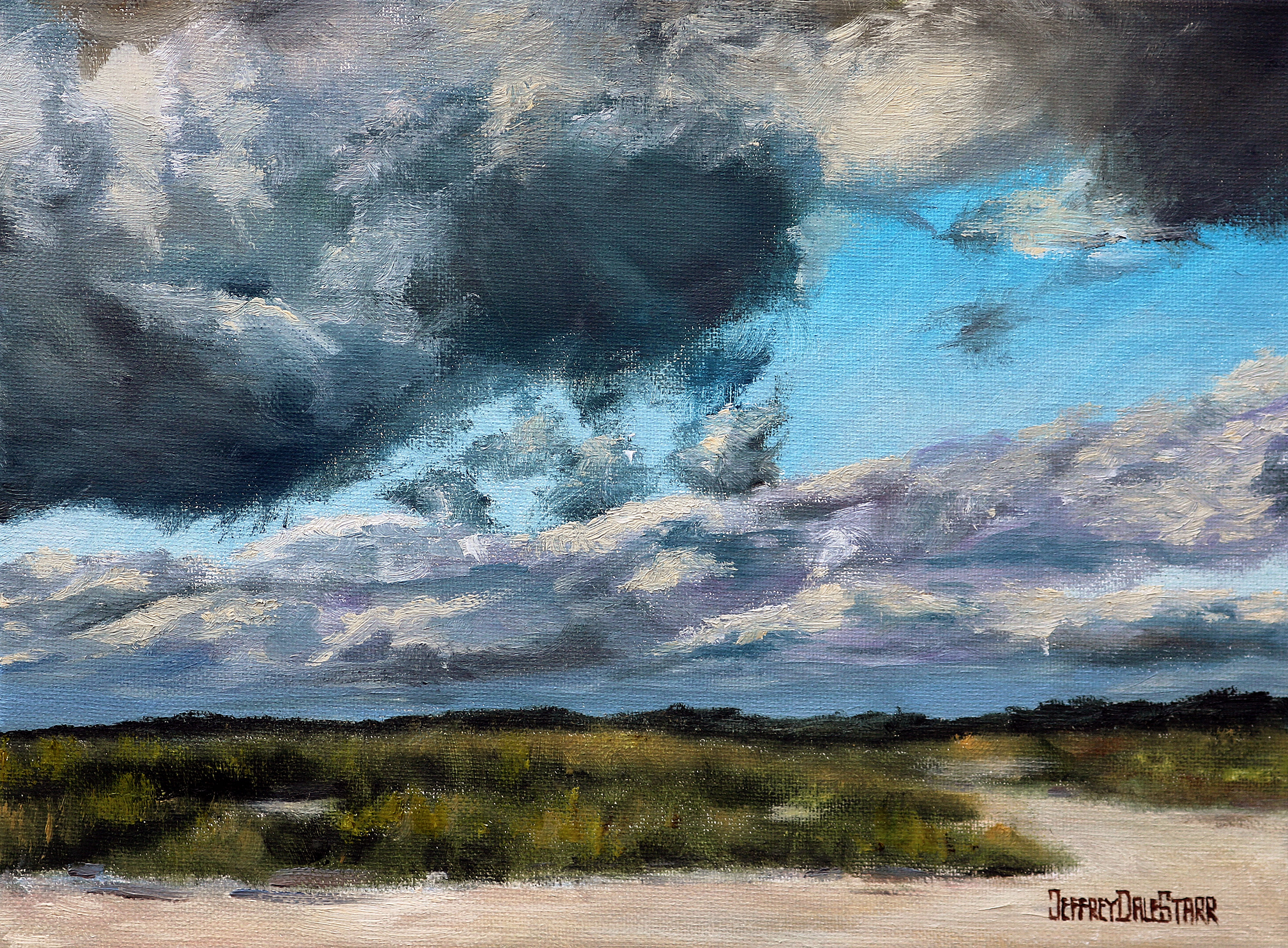 Oil painting "The Storm Rolls Over the Beach" by Jeffrey Dale Starr