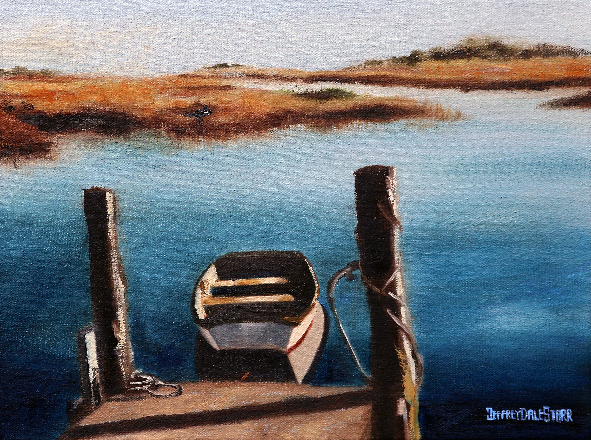 Oil painting "The Lonely Little Boat" by Jeffrey Dale Starr