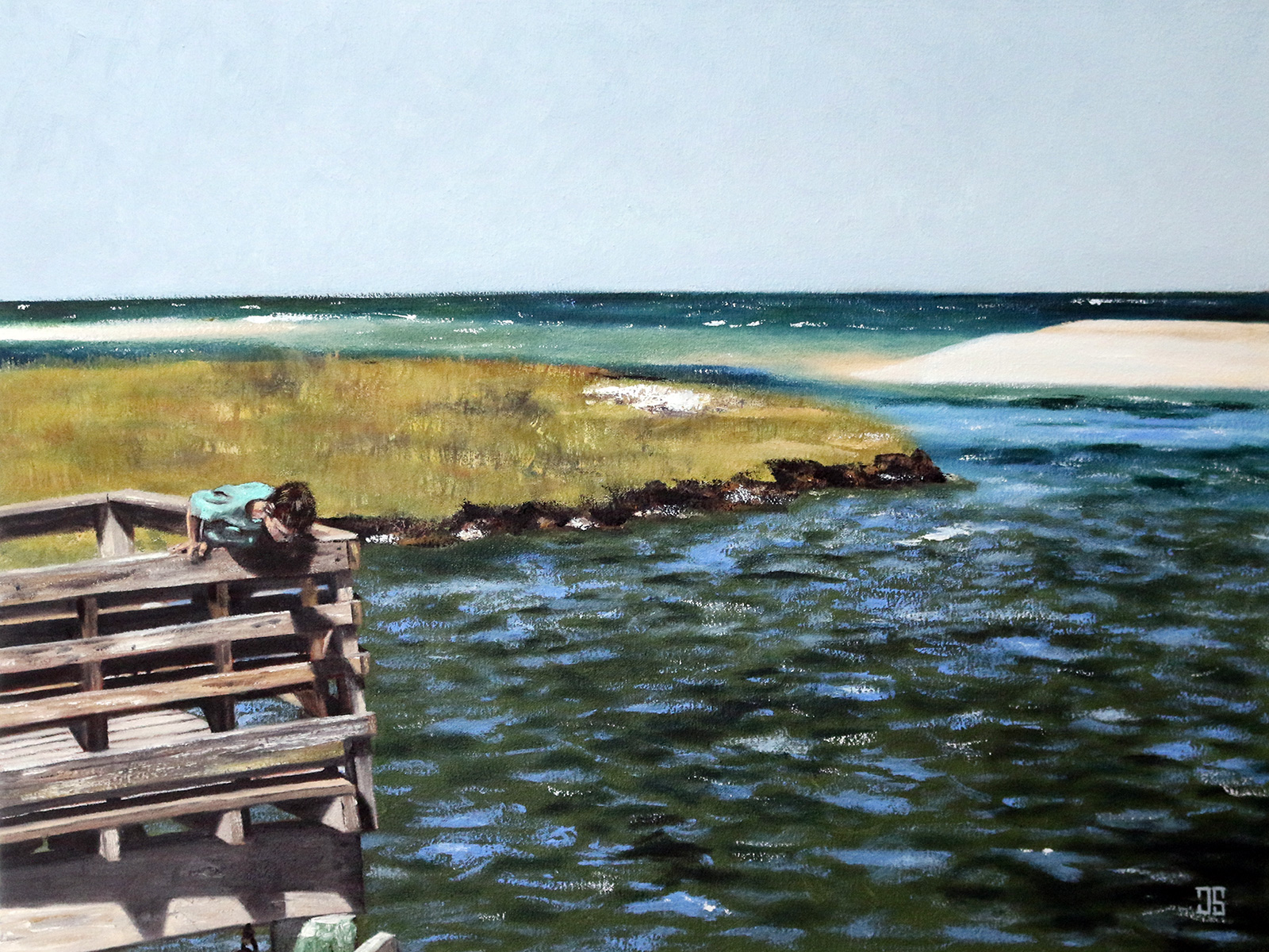 Oil painting "Bass Hole Boardwalk at Gray's Beach, Yarmouthport" by Jeffrey Dale Starr