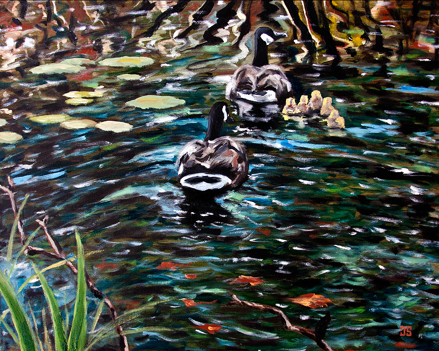 Oil painting "Canada Geese on Cape Cod" by Jeffrey Dale Starr