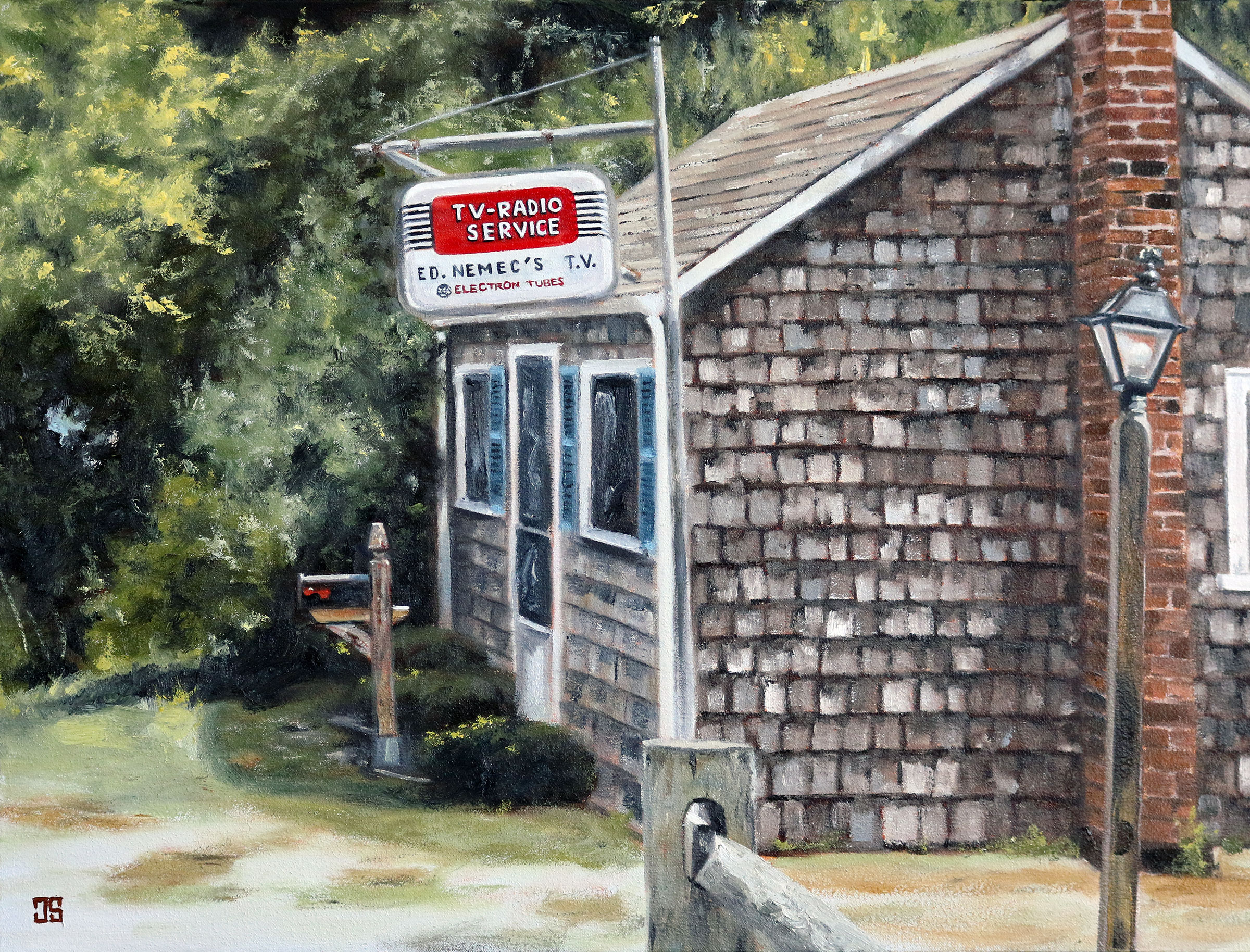 Oil painting "Ed Nemec's TV, Barnstable, Cape Cod" by Jeffrey Dale Starr