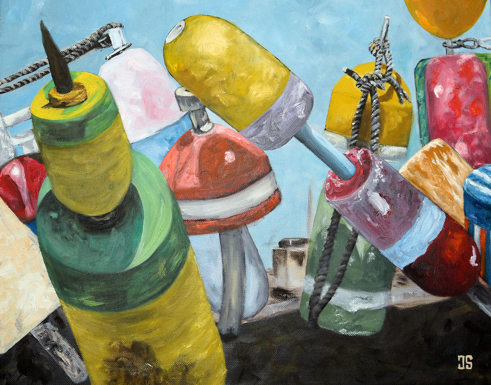 Oil painting "Fishing Buoys in Provincetown" by Jeffrey Dale Starr