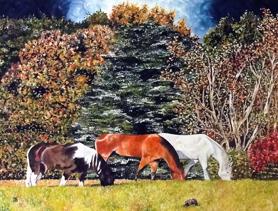Oil painting "Three Horses" by Jeffrey Dale Starr