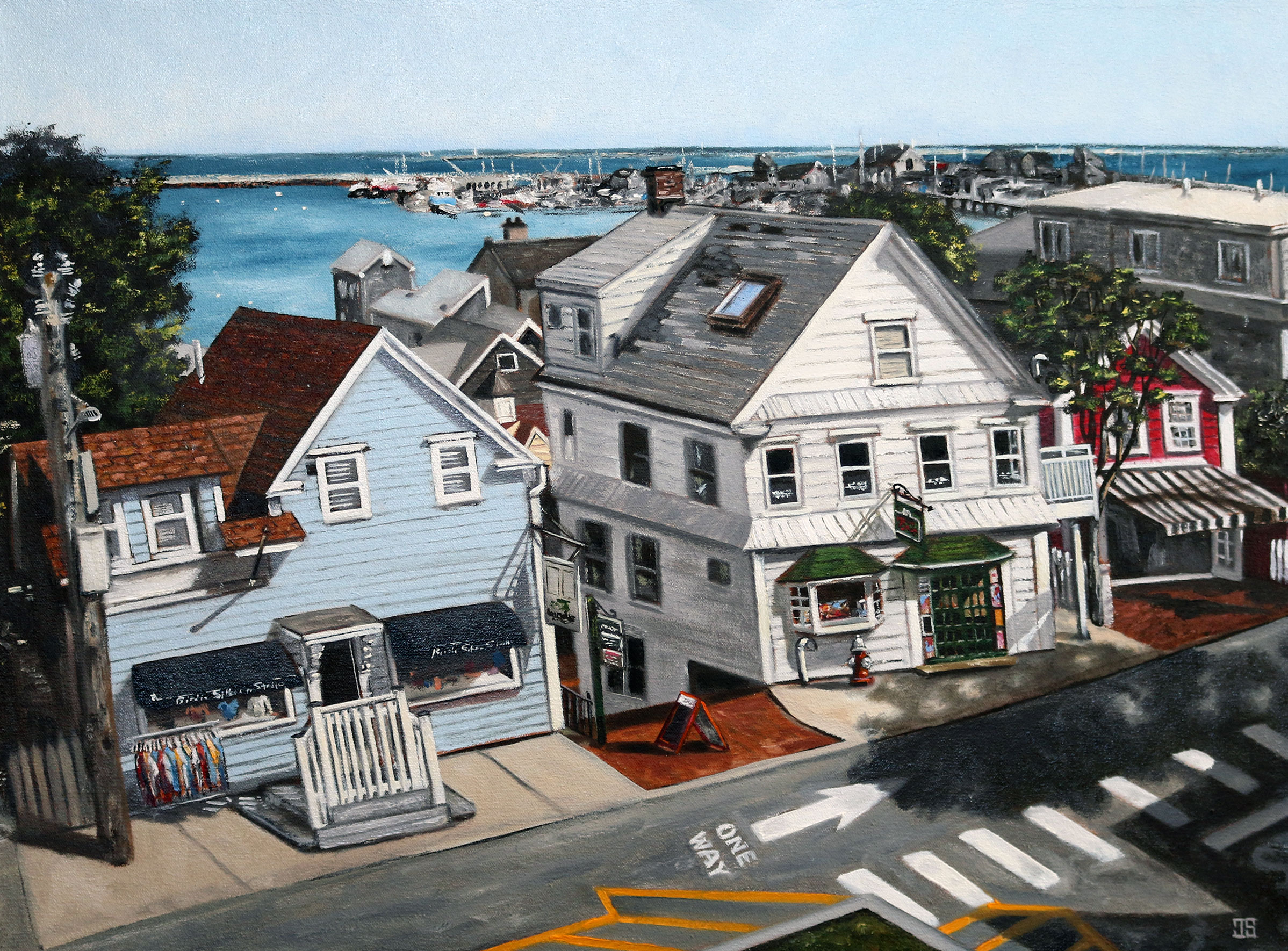 Oil painting "View from Provincetown Library" by Jeffrey Dale Starr