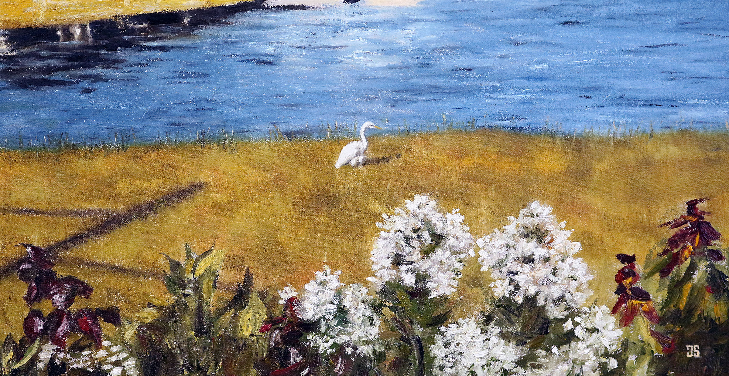 Oil painting "An Egret in Bourne" by Jeffrey Dale Starr
