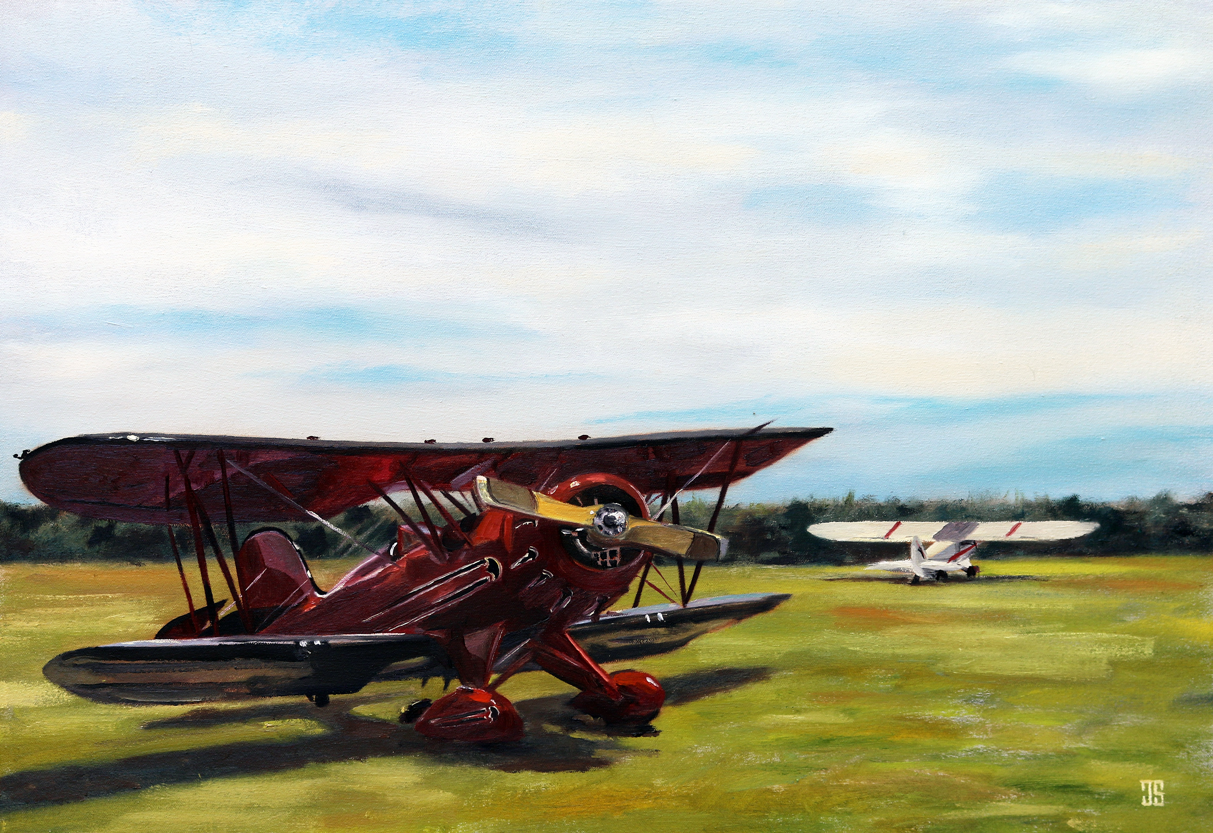 Oil painting "Cape Cod Airfield" by Jeffrey Dale Starr