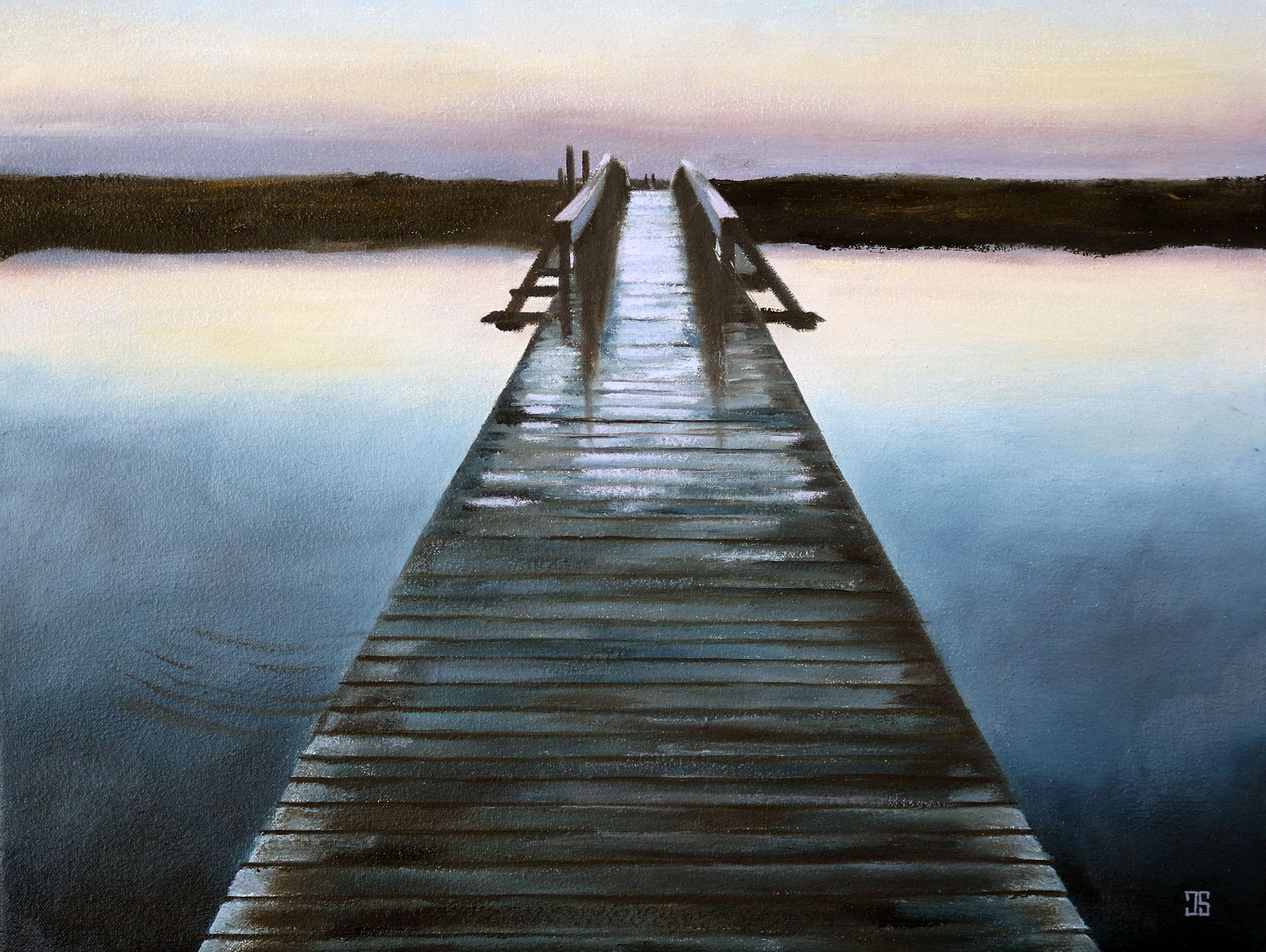 Oil painting "Sandwich Boardwalk at Dawn" by Jeffrey Dale Starr